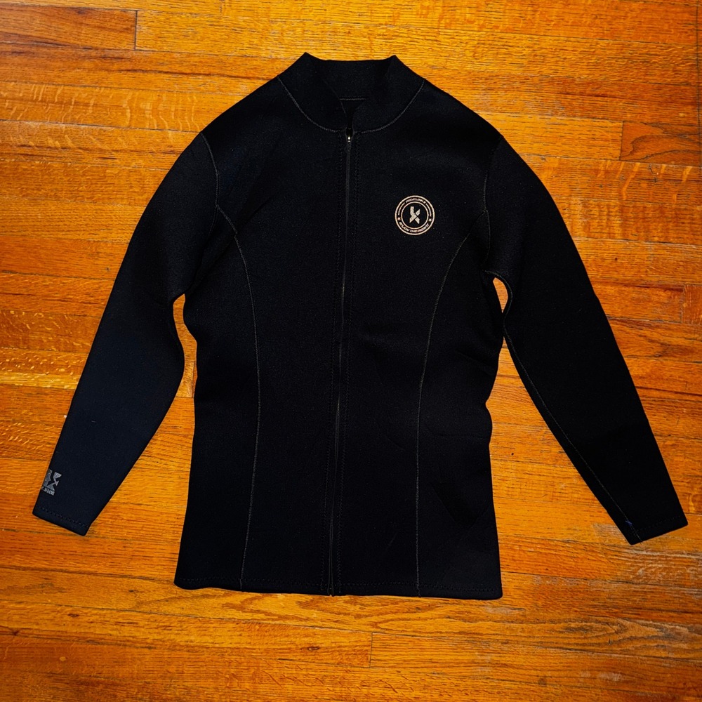 KMT Recyclable Neoprene Wetsuit Jacket Black‎ Front Zip Long Sleeve Mens XL